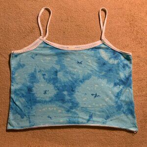 Vintage Lady Wilderness‎ Women XL Blue Tie-Dye Sport Spaghetti Strap Cropped Top
